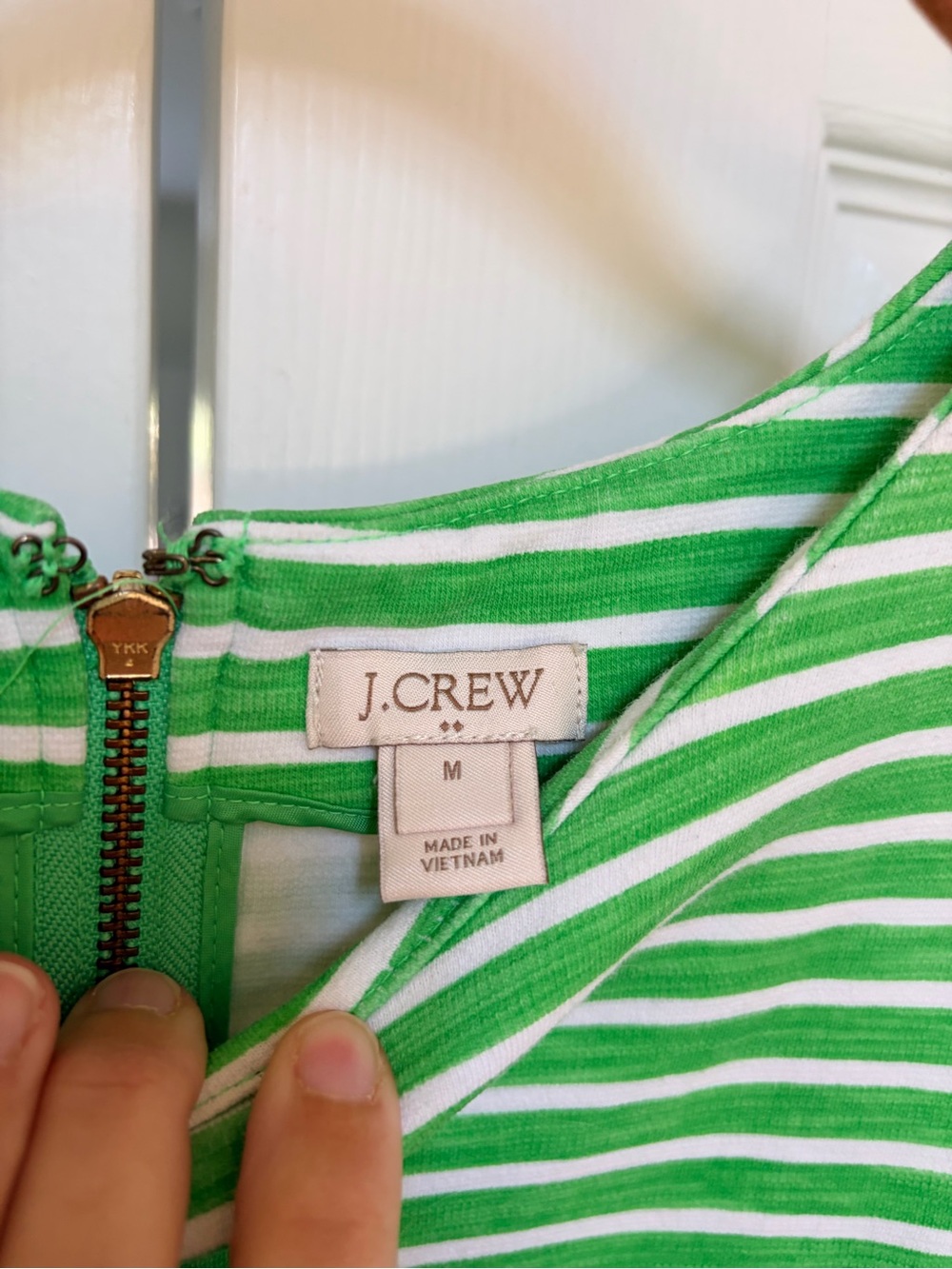 J. Crew Factory Green and White Striped Sleeveless Mini Dress - Picture 2 of 5